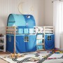 Bunk bed with curtains solid blue pine wood 90x190 cm by vidaXL, Beds and slatted bases - Ref: Foro24-3284028, Price: 186,93 ...