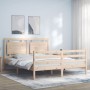 Double bed frame with solid wood headboard by vidaXL, Beds and slatted bases - Ref: Foro24-3194056, Price: 152,74 €, Discount: %