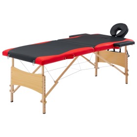 Klappbare Massageliege 2 Zonen aus schwarzem und rotem Holz von vidaXL, Massageliegen - Ref: Foro24-110206, Preis: 134,99 €, ...