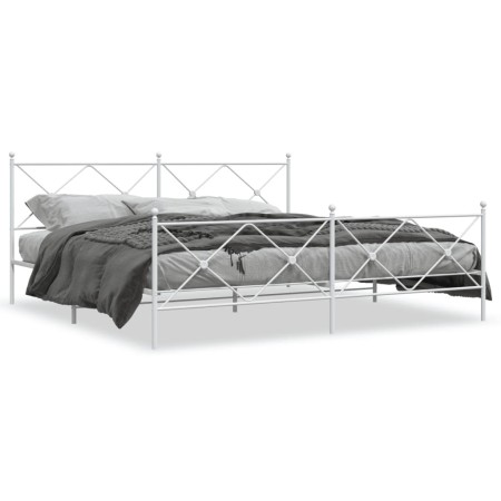 Metal bed frame with headboard and white footboard 200x200 cm by vidaXL, Beds and slatted bases - Ref: Foro24-376576, Price: ...