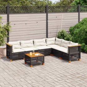 7-teiliges Gartensofa-Set mit schwarzen synthetischen Rattankissen von vidaXL, Gartensets - Ref: Foro24-3261866, Preis: 547,1...