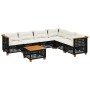 7-teiliges Gartensofa-Set mit schwarzen synthetischen Rattankissen von vidaXL, Gartensets - Ref: Foro24-3261866, Preis: 547,4...