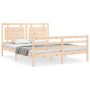 Double bed frame with solid wood headboard by vidaXL, Beds and slatted bases - Ref: Foro24-3194056, Price: 152,74 €, Discount: %