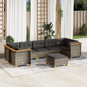 8-teiliges Gartensofa-Set und graue synthetische Rattankissen von vidaXL, Gartensets - Ref: Foro24-3261762, Preis: 653,19 €, ...