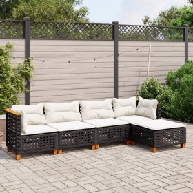 5-teiliges Gartenmöbel-Set und schwarze synthetische Rattankissen von vidaXL, Gartensets - Ref: Foro24-3261788, Preis: 415,80...