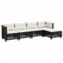 Set de muebles de jardín 5 pzas y cojines ratán sintético negro de vidaXL, Conjuntos de jardín - Ref: Foro24-3261788, Precio:...