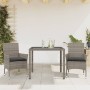 Set comedor jardín 3 pzas y cojines ratán sintético vidrio gris de vidaXL, Conjuntos de jardín - Ref: Foro24-3278555, Precio:...