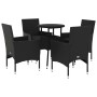 Set comedor jardín 5 pzas cojines ratán sintético vidrio negro de vidaXL, Conjuntos de jardín - Ref: Foro24-3278618, Precio: ...