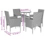 Set comedor jardín 5 pzas cojines ratán sintético vidrio negro de vidaXL, Conjuntos de jardín - Ref: Foro24-3278618, Precio: ...