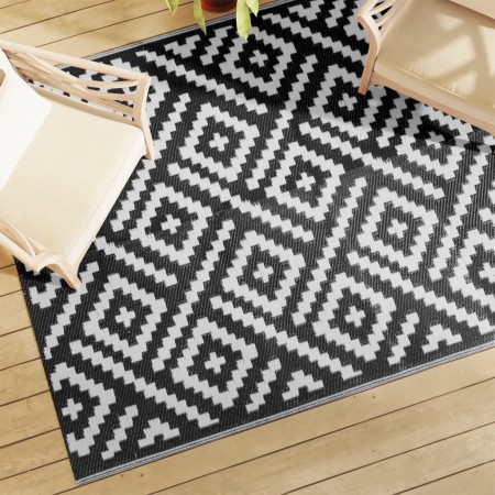 Alfombra de exterior PP blanco y negro 160x230 cm de vidaXL, Protectores para exterior - Ref: Foro24-368573, Precio: 44,50 €,...