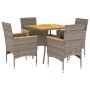 5-piece garden dining set with gray acacia PE rattan cushions by vidaXL, Garden sets - Ref: Foro24-3278700, Price: 377,58 €, ...