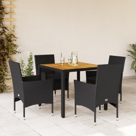 5-piece garden dining set with black acacia PE rattan cushions by vidaXL, Garden sets - Ref: Foro24-3278670, Price: 379,60 €,...