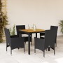 Set de comedor jardín 5 pzas con cojines ratán PE acacia negro de vidaXL, Conjuntos de jardín - Ref: Foro24-3278664, Precio: ...