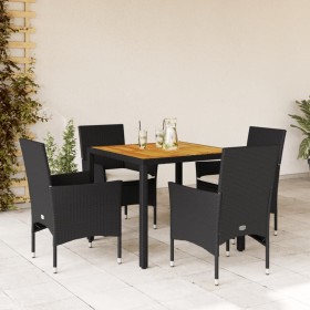 5-piece garden dining set with black acacia PE rattan cushions by vidaXL, Garden sets - Ref: Foro24-3278664, Price: 381,59 €,...