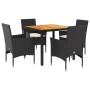 Set de comedor jardín 5 pzas con cojines ratán PE acacia negro de vidaXL, Conjuntos de jardín - Ref: Foro24-3278664, Precio: ...