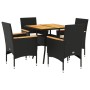 Set de comedor jardín 5 pzas con cojines ratán PE acacia negro de vidaXL, Conjuntos de jardín - Ref: Foro24-3278698, Precio: ...