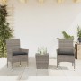 Table and chairs with cushions 3 pieces synthetic rattan gray glass by vidaXL, Garden sets - Ref: Foro24-3278742, Price: 170,...