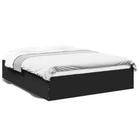 Estructura de cama madera de ingeniería negra 150x200 cm de vidaXL, Camas y somieres - Ref: Foro24-3281008, Precio: 125,99 €,...