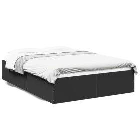 Black engineered wood bed frame 135x190 cm by vidaXL, Beds and slatted bases - Ref: Foro24-3281036, Price: 115,99 €, Discount: %