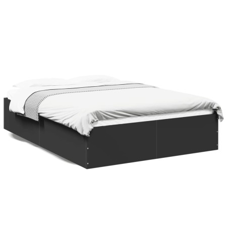 Black engineered wood bed frame 140x190 cm by vidaXL, Beds and slatted bases - Ref: Foro24-3281029, Price: 118,86 €, Discount: %