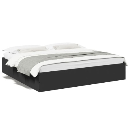 Black engineered wood bed frame 180x200 cm by vidaXL, Beds and slatted bases - Ref: Foro24-3280994, Price: 133,11 €, Discount: %