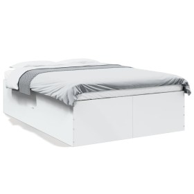 White engineered wood bed frame 140x190 cm by vidaXL, Beds and slatted bases - Ref: Foro24-3280937, Price: 139,60 €, Discount: %