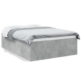 Estructura de cama madera de ingeniería gris hormigón 140x190cm de vidaXL, Camas y somieres - Ref: Foro24-3280940, Precio: 13...