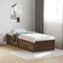 Brown oak engineered wood bed frame 90x200 cm by vidaXL, Beds and slatted bases - Ref: Foro24-3281062, Price: 91,89 €, Discou...