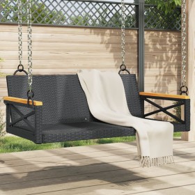 Schwarze Schaukelbank aus synthetischem Rattan, 109 x 62 x 40 cm von vidaXL, Gartenbänke - Ref: Foro24-368152, Preis: 92,01 €...