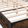 Engineered wood bed frame metal smoked oak 120x200cm by vidaXL, Beds and slatted bases - Ref: Foro24-3280039, Price: 137,56 €...