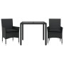 Set comedor jardín 3 pzas cojines ratán sintético vidrio negro de vidaXL, Conjuntos de jardín - Ref: Foro24-3278543, Precio: ...