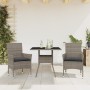 Garden dining set 3 pieces and gray glass synthetic rattan cushions by vidaXL, Garden sets - Ref: Foro24-3278605, Price: 204,...