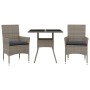 Set comedor jardín 3 pzas y cojines ratán sintético vidrio gris de vidaXL, Conjuntos de jardín - Ref: Foro24-3278605, Precio:...