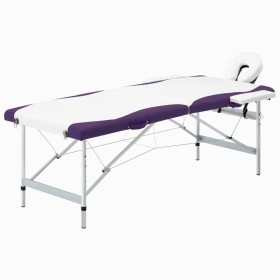 Folding massage table 2 zones white and purple aluminum by vidaXL, massage tables - Ref: Foro24-110233, Price: 139,98 €, Disc...