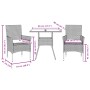 Set comedor jardín 3 pzas y cojines ratán sintético vidrio gris de vidaXL, Conjuntos de jardín - Ref: Foro24-3278605, Precio:...