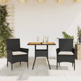 3-piece garden dining set with black acacia PE rattan cushions by vidaXL, Garden sets - Ref: Foro24-3278709, Price: 214,05 €,...