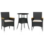 Set comedor jardín 3 pzas cojines ratán sintético vidrio negro de vidaXL, Conjuntos de jardín - Ref: Foro24-3278721, Precio: ...