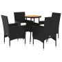 Set de comedor jardín 5 pzas con cojines ratán PE acacia negro de vidaXL, Conjuntos de jardín - Ref: Foro24-3278728, Precio: ...