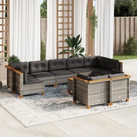 10-piece garden sofa set with gray synthetic rattan cushions by vidaXL, Garden sets - Ref: Foro24-3261996, Price: 735,99 €, D...