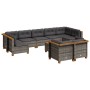 10-teiliges Gartensofa-Set mit grauen synthetischen Rattankissen von vidaXL, Gartensets - Ref: Foro24-3261996, Preis: 738,02 ...