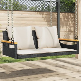 Swing bench with black synthetic rattan cushions 109x62x40 cm by vidaXL, garden benches - Ref: Foro24-368146, Price: 119,08 €...