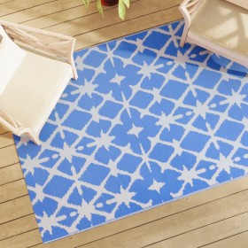 Blue and white PP outdoor rug 140x200 cm by vidaXL, Outdoor protectors - Ref: Foro24-317028, Price: 30,67 €, Discount: %