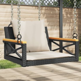 Schaukelbank mit schwarzen synthetischen Rattankissen 63x62x40 cm von vidaXL, Gartenbänke - Ref: Foro24-368173, Preis: 76,71 ...