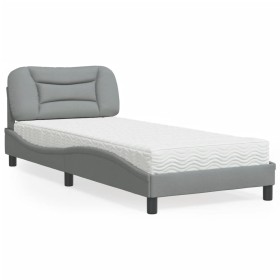 Bed with light gray fabric mattress 90x190 cm by vidaXL, Beds and slatted bases - Ref: Foro24-3208499, Price: 278,40 €, Disco...