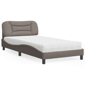 Bed with taupe gray fabric mattress 100x200 cm by vidaXL, Beds and slatted bases - Ref: Foro24-3208517, Price: 303,36 €, Disc...