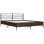 Oak brown metal engineered wood bed frame 150x200 cm by vidaXL, Beds and slatted bases - Ref: Foro24-3280051, Price: 154,75 €...