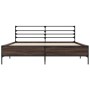 Oak brown metal engineered wood bed frame 150x200 cm by vidaXL, Beds and slatted bases - Ref: Foro24-3280051, Price: 154,75 €...