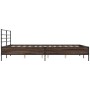 Oak brown metal engineered wood bed frame 150x200 cm by vidaXL, Beds and slatted bases - Ref: Foro24-3280051, Price: 154,75 €...