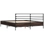 Oak brown metal engineered wood bed frame 150x200 cm by vidaXL, Beds and slatted bases - Ref: Foro24-3280051, Price: 154,75 €...