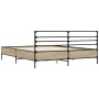 Sonoma oak metal engineered wood bed frame 160x200 cm by vidaXL, Beds and slatted bases - Ref: Foro24-3280053, Price: 156,53 ...